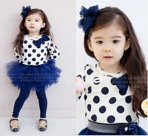 Toddler Girls Kids Clothes 2 Piece Set Dress Top Leggings Skirt S0 5Y Outfits