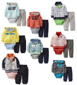 Carters Baby Boy 3 Piece Cardigan Bodysuit Pant Set 9 12 18 24 Month Clothes