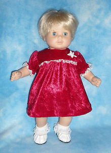 Fits Bitty Baby Doll Clothes 2pc Red Crushed Velvet Dress