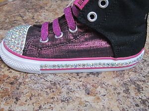 Converse All Star Purple Hi Top Baby Toddler Shoes Crystals Bling Infant Size 8