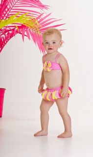 Kate Mack Toddler Girls Pink Pinwheel Petals Bikini Swimsuit 2T Retail $62