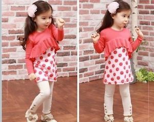 New Kids Baby Girls Toddler Kids Long Sleeve Clothes Dress Top 3 8 Years Outfit