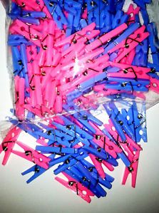 144 Mini Plastic Clothes Pins Clothespins Party Favor 72 Pink 72 Blue