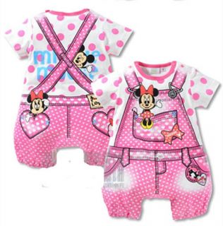 Pink Boy Girl Cotton Disney Romper Mickey Coverall Baby Clothes for 6 12 M C75