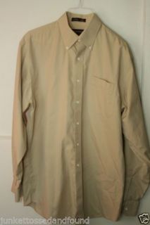  Men's Tan Beige Dress Shirt Button Down Collar Cotton M 15 5 35 164