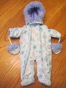 American Girl Bitty Baby Twins Doll Clothes Purple Snow Suit Bunting w Mittens