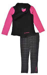 Calvin Klein Toddler Girls Pink Top Plaid Charcoal Pant Set Size 2T 3T 4T
