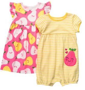 Carters Baby Girl Summer Clothes Dress Romper Orange 6 9 12 18 24 Months