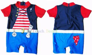 Baby Boy Bath Suit Kids Swimsuit Swimwear Blue One Piece Float Training Cloth S1