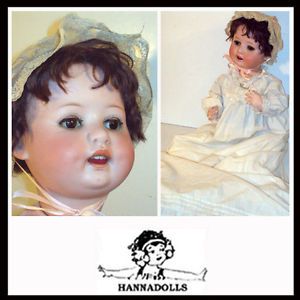 22"Antique German Heubach Kopplesdorf 300 Size8 Bisque Baby Doll Antique Clothes