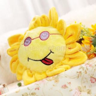 Lovely Cute Expression Baby Kids Yellow Sun Flower Stuffed Plush Toy Room Decor