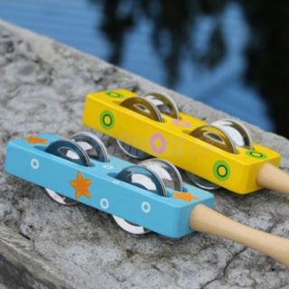 1pc Wooden Sistrum Hand Musical Baby Play and Learn Toy Random Color