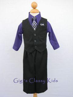 New Infant Baby Boys Easter Suit Outfit Purple Black