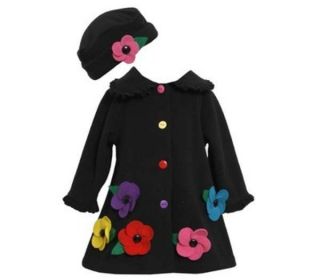 Bonnie Jean Black Dress Coat Hat Sizes 2T 3T 4T Toddler Girls Pageant Clothes