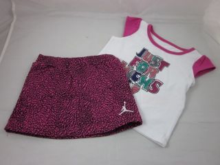 Girls Infant Baby Nike Air Jordan Outfit Shirt Skirt Skort Pink White 18 Month