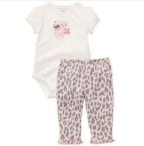 Carters Baby Girl Clothes 2 Piece Set Cat Pink Gray 3 6 9 12 18 24 Months