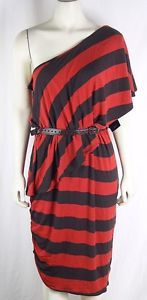 Baby Phat New Red Brown One Shoulder Striped Party Dress Plus 2X 18W 20W Ju