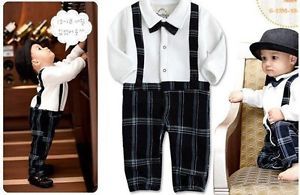 Baby Boys Outfit Romper Suit Tie Bow Wedding Birthday Christmas Party Outfit