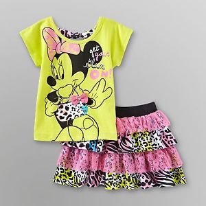 New Girl Disney Minnie Mouse T Shirt Skirt Set Toddler Size 2T 3T 4T 5T