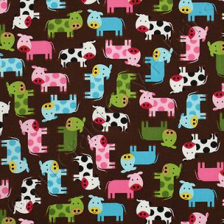 Robert Kaufman Urban Zoologie Cows Spring Brown Baby Kid Cotton Quilt Fabric Yd