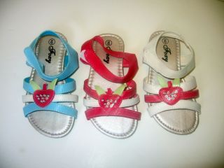 New Infant Toddler Girls Heart Pink Blue White Flip Flops Sandals Shoes 6 11