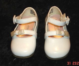 Tenny Toes White Patton Baby Girl's Shoes Bows Buckles Size 3