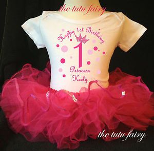 Birthday Princess Shirt Pink Tutu Outfit Set Name Age Crown 1st First Baby