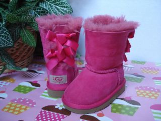 Adorable UGG Australia Toddler Girls Pink Cerise Bailey Bow Boots Size 6 $120