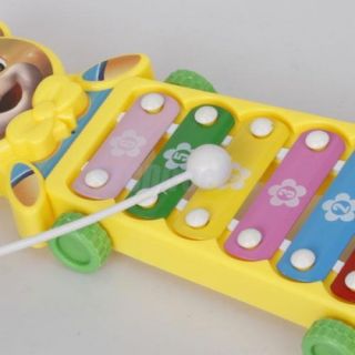3X Bear Pull Cart Xylophone Percussion Baby Kids Play Toy Musical Instrument