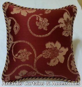15" Square Office Home House Chair Sofa Pillow Cushion Burgundy Golden