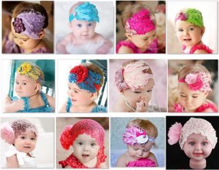 Cute Infant Baby Toddler Feather Flower Diamond Headband Headwear Hair Band New