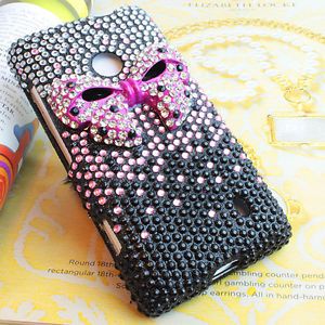 Pink 3D Bowknot Black Bling Hard Case Cover Nokia Lumia 521 T Mobile Accessory