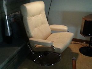 Vtg Mid Century Danish Modern Eames Ekornes Stressless Leather Recliner Chair