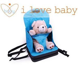 Blue Portable Baby Booster Seat High Chair Bag Harness