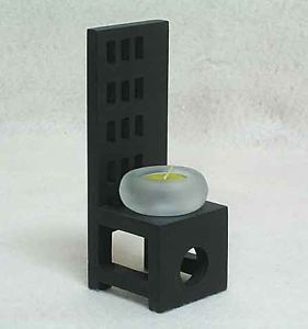 Chinese Black Small Wooden Chair with Candle Holder