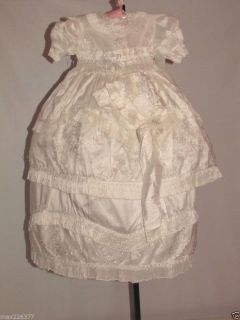 New Deluxe Baby Girl Baptism Christening Dress Gown Ropon Boutique Silk 12 Month