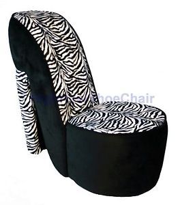 Child Sized Black Zebra High Heel Shoe Chair Shoechair Furniture JRBZ HHSC