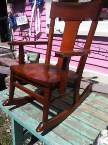 Antique Rocking Chair Mission Arts Craft Childs Nice Vintage Oak Wood Rocker