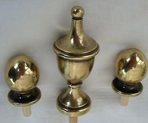 3 Quality Cast Brass Finials for Furniture Clocks Decorative Tops Antique Tops
