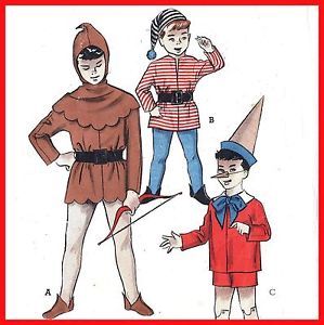 Lot Costume Sew Pattern Pinocchio Robin Hood Elf Child 10 Vintage Hat Nose Hood
