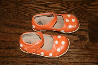 Toddler Puddle Jumper Shoes Girls Size 7 Orange Polka Dot Mary Janes