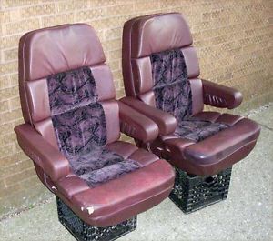 1992 1997 Ford Econoline Custom Van Pair of Purple Leather Seats Captain Chairs