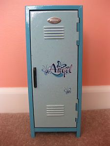 Mini Metal School Locker Blue Angel Design Shelves Picture Slot Toy Locker