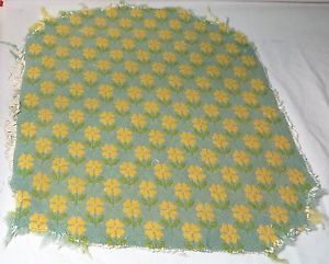 Vintage Completed Needlepoint Chair Cover Blue w Yellow Floral Design