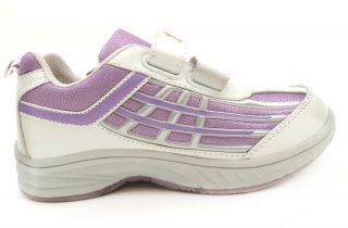 Girls White and Purple Sneakers Athletic Sole Velcro 385 Fifth 5732 Toddler 5 10