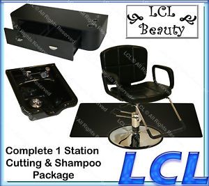 Hydraulic Reclining Barber Chair Styling Station Shampoo Bowl Salon Equipment