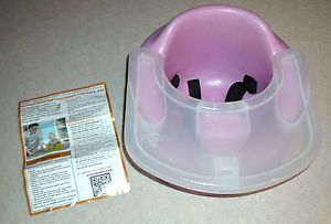 Bumbo Baby Floor Seat Booster Chair w Safety Restraint Belt Pink Tray