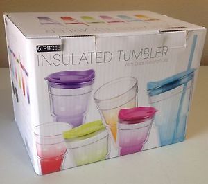 Acrylic Tumblers Insulated Double Wall Cups with Lid and Straw