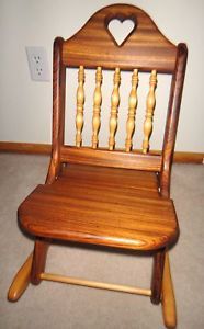 Toddler Doll Bear Size Wooden Rocking Chair Stained