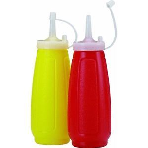 Ketchup Mustard Dispenser Squeeze Bottle Set Condiment with Cap Cover Red Yellow